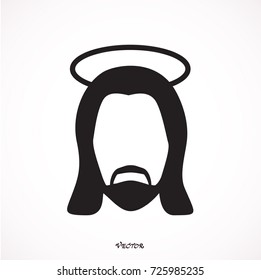 Silhouette Jesus Christ. Vector illustration isolated on white.   