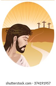 Silhouette of Jesus in the sunlight 