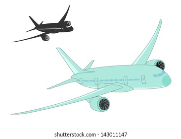Silhouette of a jet airliner. Vector.