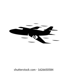 Silhouette Jet Plane vector icon.