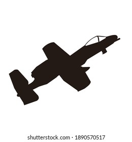 silhouette of jetfighter thunderbolt A10 warthog vector design