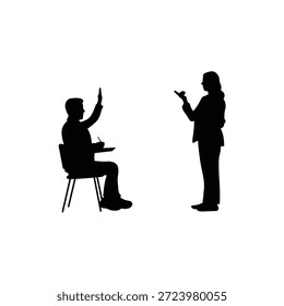 Silhouette von Job Interview zwischen Interviewer und Kandidat