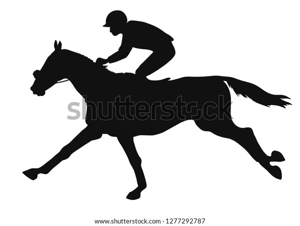 Silhouette Jockey Racing On Horse Vector Stock Vector (Royalty Free ...