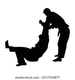 Silhouette of Judo Icon for Martial Arts and Combat Sports