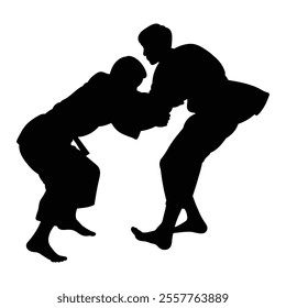 Silhouette of Judo Icon for Martial Arts and Combat Sports