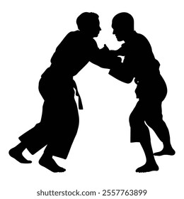 Silhouette of Judo Icon for Martial Arts and Combat Sports