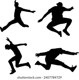 Silhouette Jump Man with Vector Style