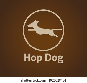 Silhouette of a jumping dog inscribed in a circle. Ready logo