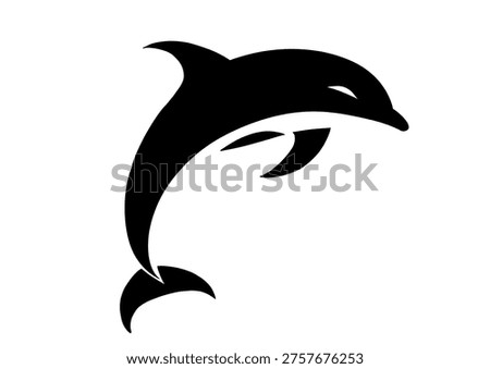 silhouette of a jumping dolphin, vector illustration