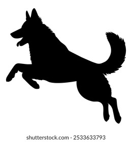 Silhouette of a jumping german shepherd dog Vector illustration