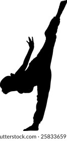 silhouette of a jumping girl