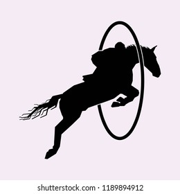 silhouette of jumping horse
