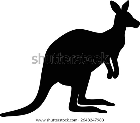 Silhouette of a jumping kangaroo isolated on a white background with detailed profile