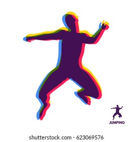 Silhouette of a jumping man. Design template for Sport. Vector Illustration.