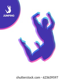 Silhouette of a jumping man. Design template for Sport. Vector Illustration. 