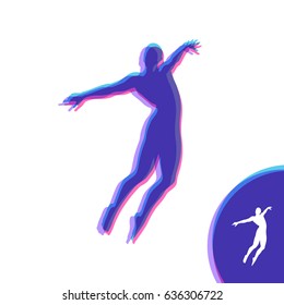 Silhouette of a jumping man. Design template for Sport. Vector Illustration.