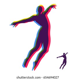 Silhouette of a jumping man. Design template for Sport. Vector Illustration.
