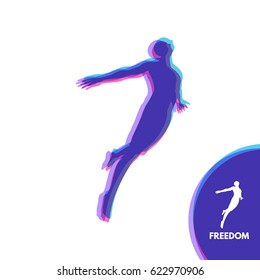 Silhouette of a jumping man. Freedom concept. Vector Illustration.