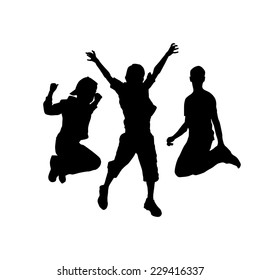 silhouette of jumping people. Vector