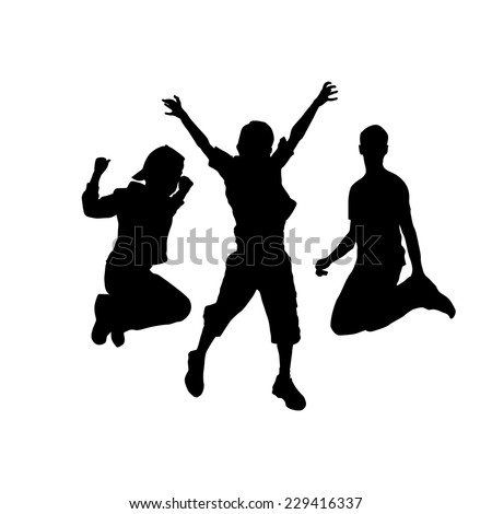 silhouette of jumping people. Vector