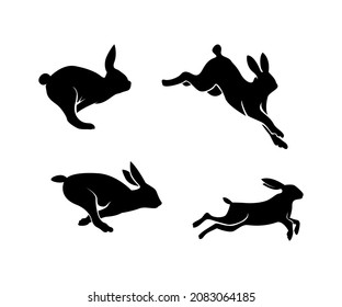 silhouette of a jumping Rabbit, silhouette of rabbit, rabbit illustration