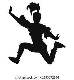 Silhouette of a jumping teen girl.