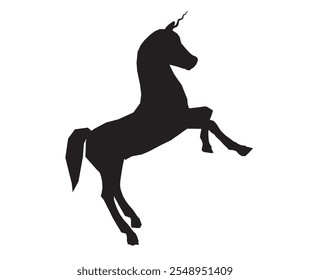 Silhouette Jumping Unicorn vector illustration