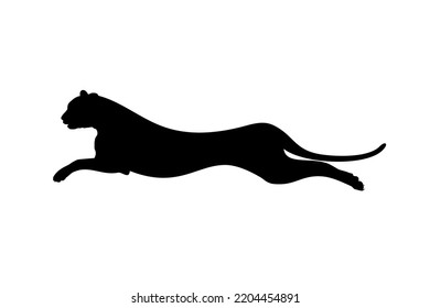 Silhouette of the Jumping Wild Cat; Tiger, Leopard, Panther, Cheetah, Jaguar, Puma and Big Cat Family, for Logo, Pictogram, Website, or Graphic Design Element. Vector Illustration