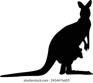 Silhouette of kangaroo animal illustration in black color