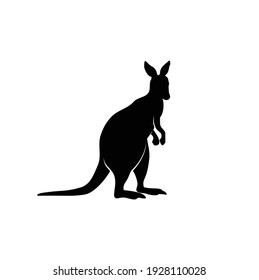 Silhouette Kangaroo en la ilustración de concepto de vector de color negro