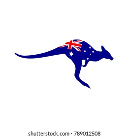 Silhouette Of A Kangaroo With The Flag Of Australia