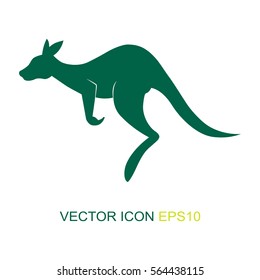 Silhouette of a kangaroo. Logo. The flat icon with the image of a kangaroo. View kangaroos from the side. Vector illustration.