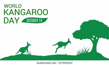 silhouette of kangaroo in savanna with text inscription. perfect for kangaroo day