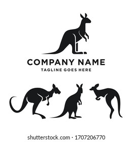 Silhouette of kangaroo. set Logo Design Vector Template