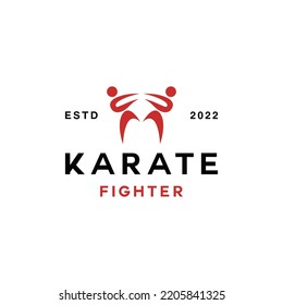 silhouette karate fight Logo vector design graphic for badge emblem