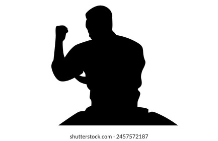 Silhouette der Karate-Kämpfer-Vektorillustration