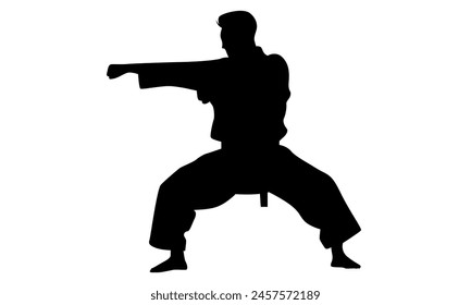 Silhouette der Karate-Kämpfer-Vektorillustration