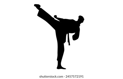 Silhouette der Karate-Kämpfer-Vektorillustration