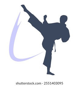 Silueta del estilo del kick del karate