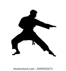 silhouette of karateka, karate fighter - vector illustration	