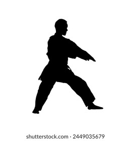 silhouette of karateka, karate fighter - vector illustration	