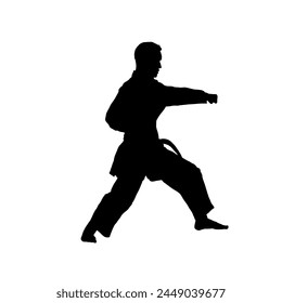 silhouette of karateka, karate fighter - vector illustration	