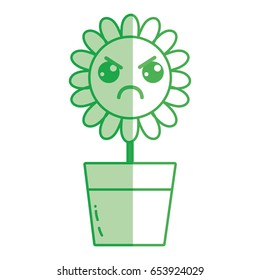 silhouette kawaii beauty and angry flower plant