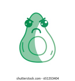 silhouette kawaii cute angry avocado fruit