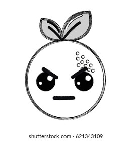 silhouette kawaii cute angry orange fruit