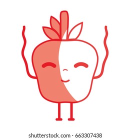 silhouette kawaii cute happy apple fruit