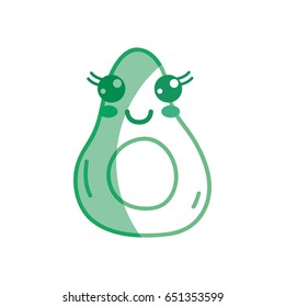 silhouette kawaii cute happy avocado fruit