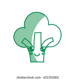 silhouette kawaii cute happy broccoli vegetable