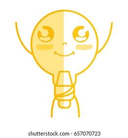 silhouette kawaii cute happy bulb energy with arms