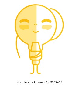 silhouette kawaii cute happy bulb energy with arms